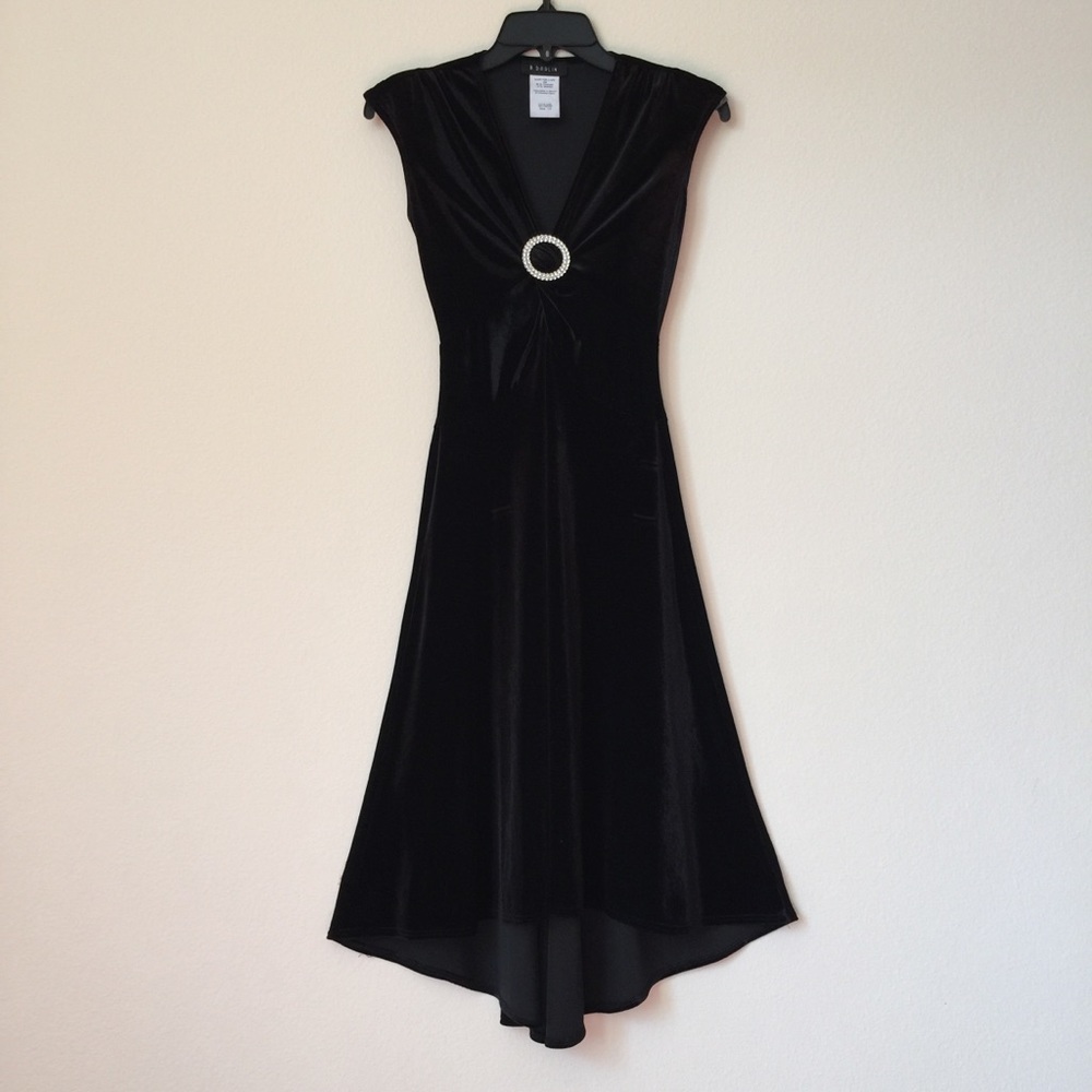 B Darlin - Black Velvet Evening Dress